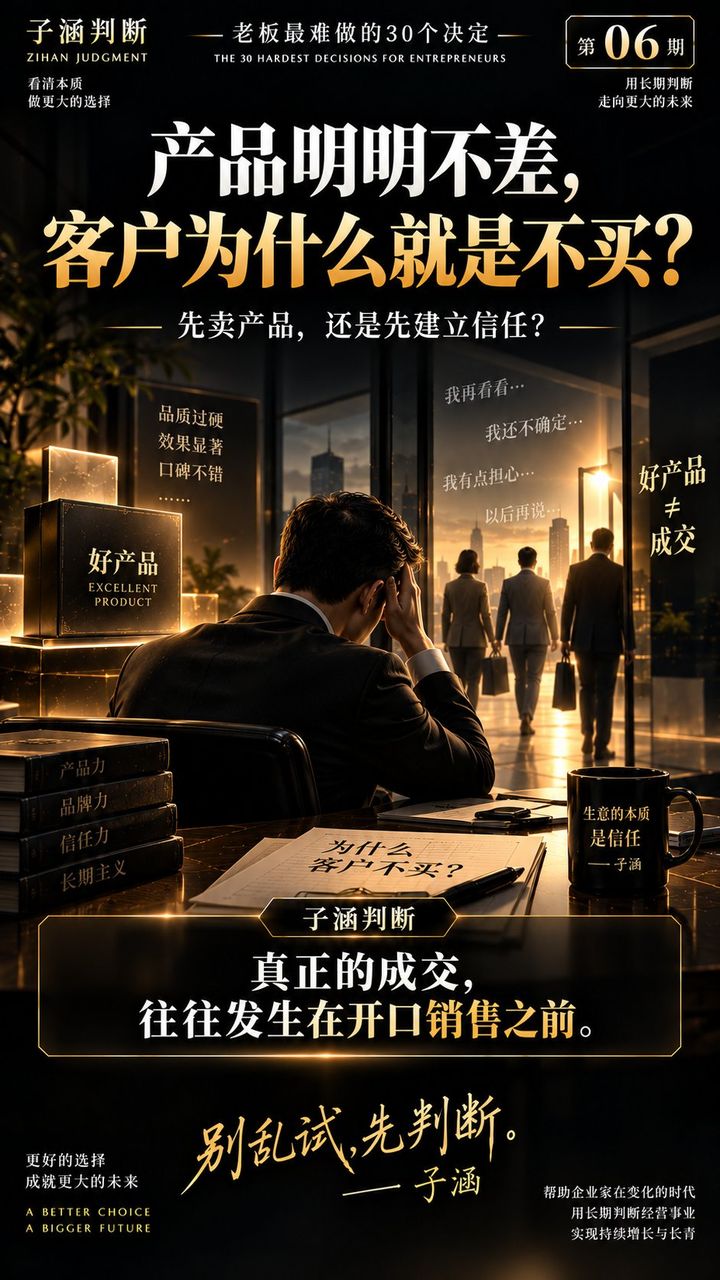 子涵判断 · 老板最难做的30个决定（第06期：产品明明不差，客户为什么就是不买？）