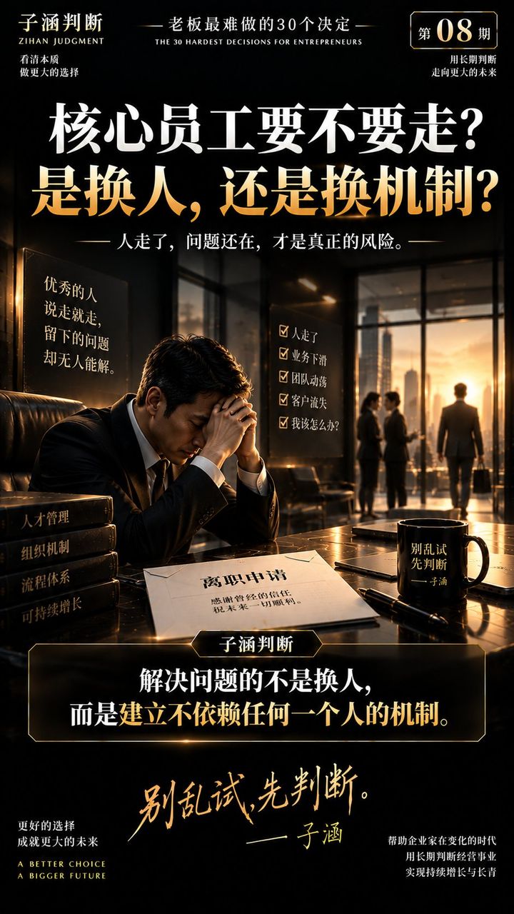 子涵判断 · 老板最难做的30个决定（第08期：团队执行不行，到底换人还是换机制？）